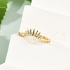 Eye Brass Micro Pave Clear Cubic Zirconia Open Cuff Rings for Women RJEW-G343-29G-01-3