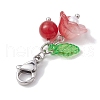 Flower Glass & Natural & Dyed Malaysia Jade Pendant Decortion HJEW-JM01985-02-5
