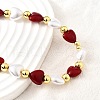 Brass & ABS Imitation Pearl Heart and Round Beaded Necklaces for Women NJEW-D314-11B-G-2