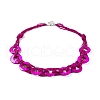 Spray Painted Disc Freshwater Shell & Acrylic Beaed Bib Necklaces NJEW-S427-02C-1