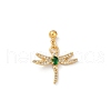 Dragonfly Brass Micro Pave Cubic Zirconia Dangle Stud Earrings EJEW-F895-15G-4