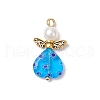Handmade Millefiori Lampwork Beads and ABS Plastic Imitation Pearl Round Beads and Tibetan Style Alloy Fairy Wing Beads and 304 Stainless Steel Ball Head Pins Pendants PALLOY-JF03740-01-3