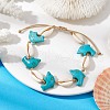 Natural Shell & Synthetic Turquoise Braided Bead Bracelets AJEW-AN00562-01-2