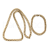 304 Stainless Steel Cuban Link Chain Necklaces and Bracelets Jewelry Sets SJEW-O065-B-04G-2