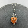 Synthetic Goldstone Nuggets Macrame Pouch Pendant 201 Stainless Steel Chain Necklaces FS-WG7A779-09-1