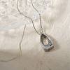 Elegant Brass Micro Pave Clear Cubic Zirconia Hollow Teardrop Pendant Necklaces for Daily Wear LN6440-2-1