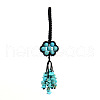 Flower Synthetic Turquoise Gemstone Braided Thread Pendant Decorations HJEW-K046-04G-1