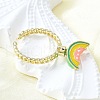 Brass Enamel Open Cuff Rings for Women RJEW-F179-08G-03-5