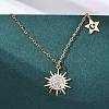 201 Stainless Steel Crystal Rhinestone Sun Star Pendant Necklaces for Women NJEW-F335-03G-1