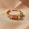 Brass Micro Pave Cubic Zirconia Cuff Rings for Women RJEW-C123-07G-2
