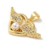 Rack Plating Brass Micro Pave Clear Cubic Zirconia Pendants KK-P267-02G-2