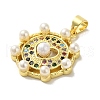 Brass Micro Pave Cubic Zirconia Pendants X-KK-Z042-29G-01-2