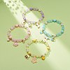 Acrylic Imitation Pearl Stretch Bracelet with Alloy Enamel Charms for Women BJEW-JB08448-2
