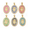 Brass & Shell & Clear Cubic Zirconia Pendants KK-I712-09G-1