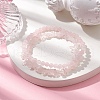 Chip & Round Natural Rose Quartz Beaded Stretch Bracelets for Women BJEW-JB10189-08-2