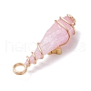 5Pcs 5 Styles Electroplated Natural Quartz Crystal Copper Wire Wrapped Pendants PALLOY-JF03432-5