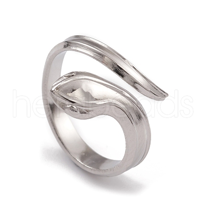 Non-Tarnish 304 Stainless Steel Snake Open Cuff Rings for Women RJEW-G285-59P-1