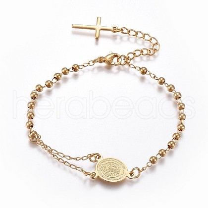 201 Stainless Steel Charm Bracelets BJEW-P258-15G-1
