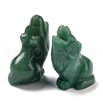 Natural Green Aventurine Wolf Figurine Display Decorations G-PW0007-013F-1