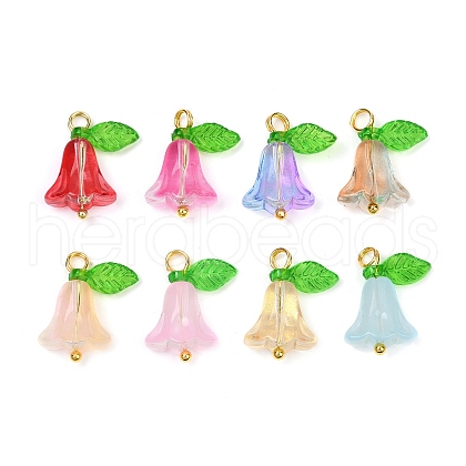 8Pcs 8 Colors Glass Pendants PALLOY-JF03533-01-1