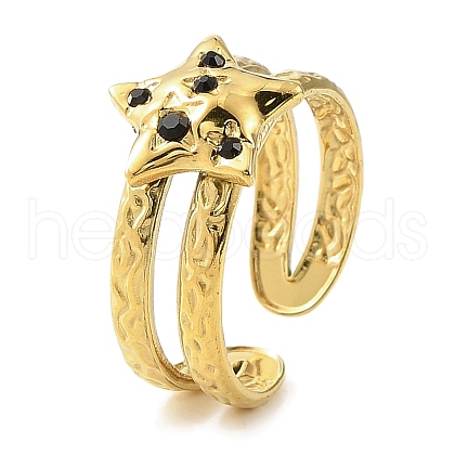 Ion Plating(IP) 304 Stainless Steel Open Cuff Ring for Women RJEW-F166-06G-01-1