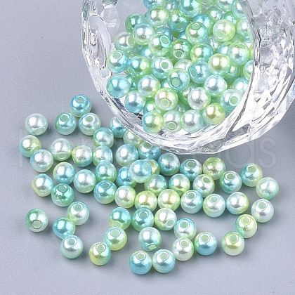 Rainbow ABS Plastic Imitation Pearl Beads OACR-Q174-10mm-03-1