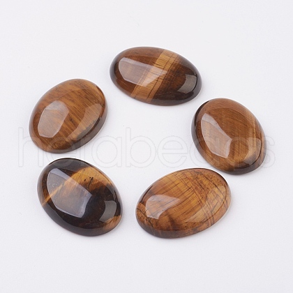 Natural Tiger Eye Flat Back Cabochons X-G-G741-10x14mm-01-1