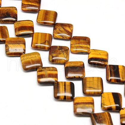 Natural Rhombus Tiger Eye Beads Strands G-L254-02-1