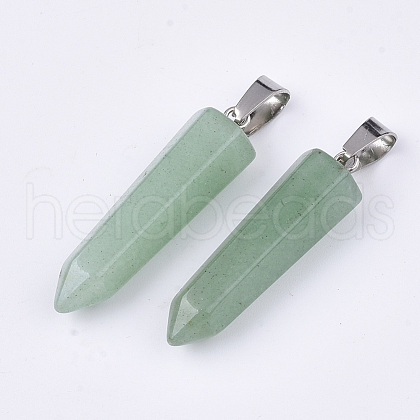 Natural Green Aventurine Point Pendants G-R220-34M-1