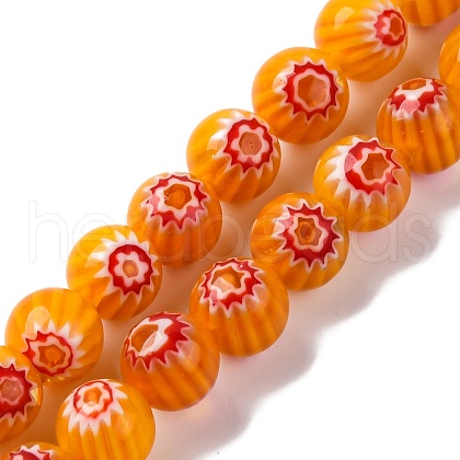 Handmade Millefiori Lampwork Beads Strands LAMP-G164-05D-1