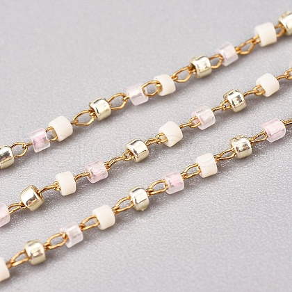 Handmade Glass Seed Beaded Chains CHS-G012-14G-1