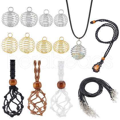   DIY Cage Pendant Necklace Making Finding Kit DIY-PH0013-80-1