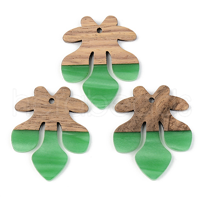 Opaque Resin & Walnut Wood Pendants RESI-S389-051A-C03-1