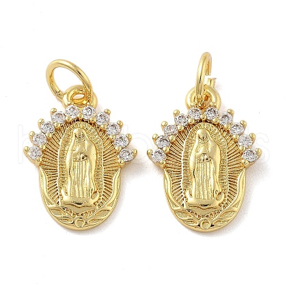 Brass Micro Pave Cubic Zirconia Pendants KK-C092-19B-G-1