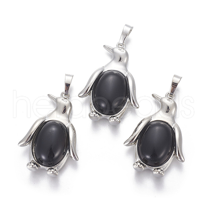 Natural Dyed & Heated Black Agate Pendants G-L512-A04-1