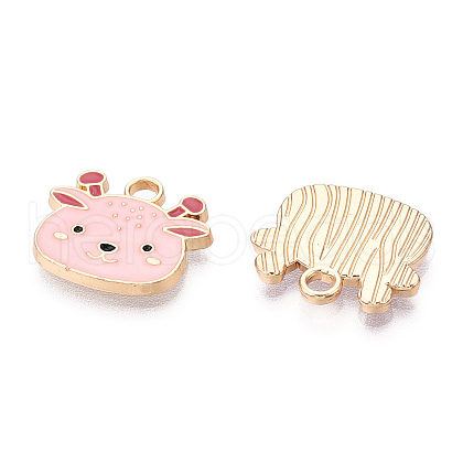 Light Gold Plated Alloy Enamel Pendants ENAM-T009-84C-RS-1
