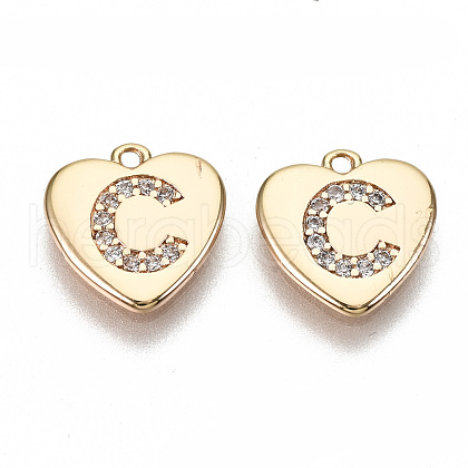Brass Micro Pave Clear Cubic Zirconia Charms KK-N231-234C-NF-1
