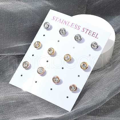 Ion Plating(IP) 304 Stainless Steel Flat Round Stud Earrings EJEW-C099-16A-1