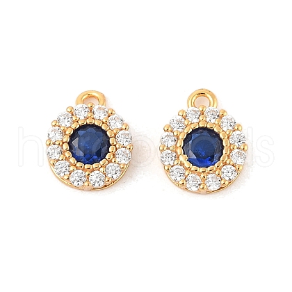925 Sterling Silver Clear & Dark Blue Cubic Zirconia Flat Round Charms STER-NH0001-78G-1