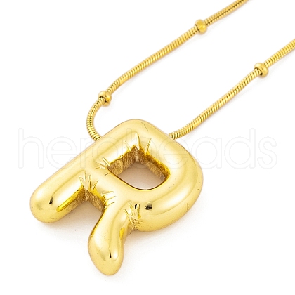 Ion Plating(IP) Initial Letter 304 Stainless Steel Pendant Necklaces NJEW-R265-05G-R-1