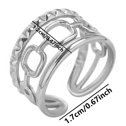 Vintage Hollow Stainless Steel French Style Cuff Rings for Women LA6157-1-1