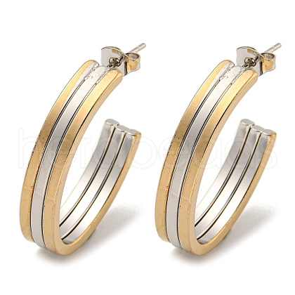 Letter C 202 Stainless Steel Multi Layered Stud Earrings EJEW-H003-13GP-03-1