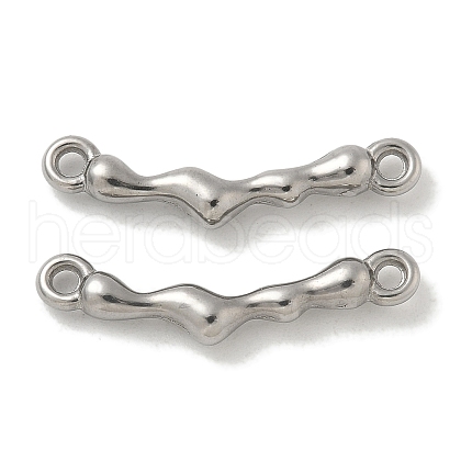 304 Stainless Steel Curved Textured Stick Connector Charms STAS-Q334-48P-1