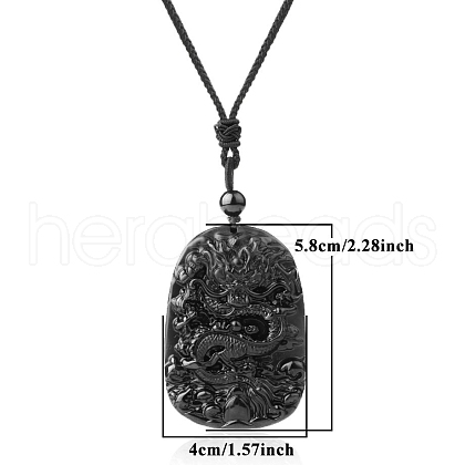 Natural Obsidian Pendant Necklace for Men PW-WG33725-08-1