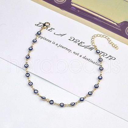 Christmas Brass Evil Eye Enamel Link Chain Anklets for Women WGC2D50-04-1