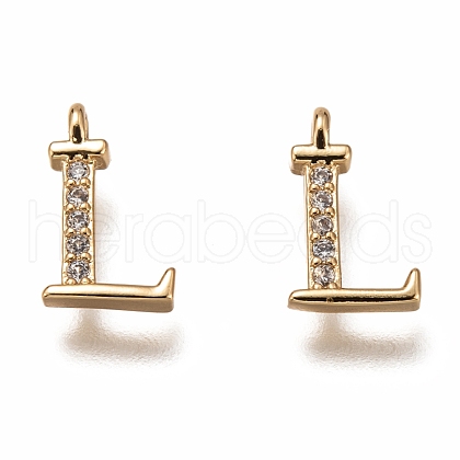Brass Micro Pave Clear Cubic Zirconia Charms ZIRC-B002-39G-L-1