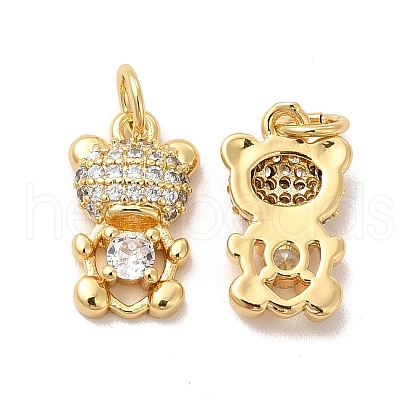Rack Plating Brass Micro Pave  Cubic Zirconia Pendants KK-B068-39G-1