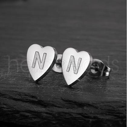 Heart 201 Stainless Steel Stud Earrings WGB8201-09-1