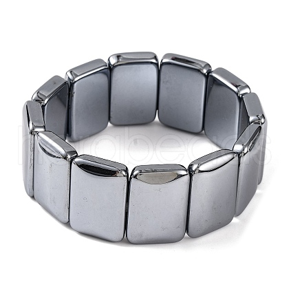 Rectangle Terahertz Stone Beaded Stretch Bracelets for Women Men BJEW-H590-05C-1
