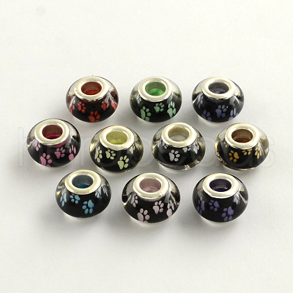 Large Hole Dog Paw Prints Pattern Resin European Beads OPDL-Q128-12-1